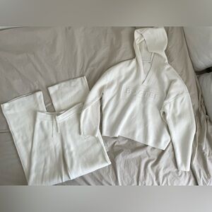 White Hoodie and Sweatpants Set